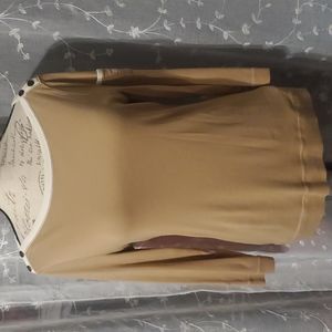 LAUREN Ralph Lauren womens size medium, long sleeve, boat neck khaki color shirt